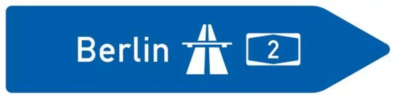 Verkehrszeichen VZ430-20 Pfeilwegweiser zur Autobahn, rechtsweisend