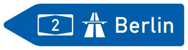 Verkehrszeichen VZ430-10 Pfeilwegweiser zur Autobahn, linksweisend