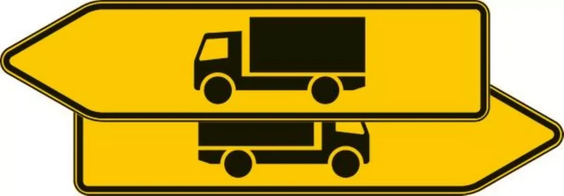 Verkehrszeichen VZ421-40 Pfeilwegweiser für Kfz mit einer zulässigen Gesamtmasse über 3,5 t doppelseitig