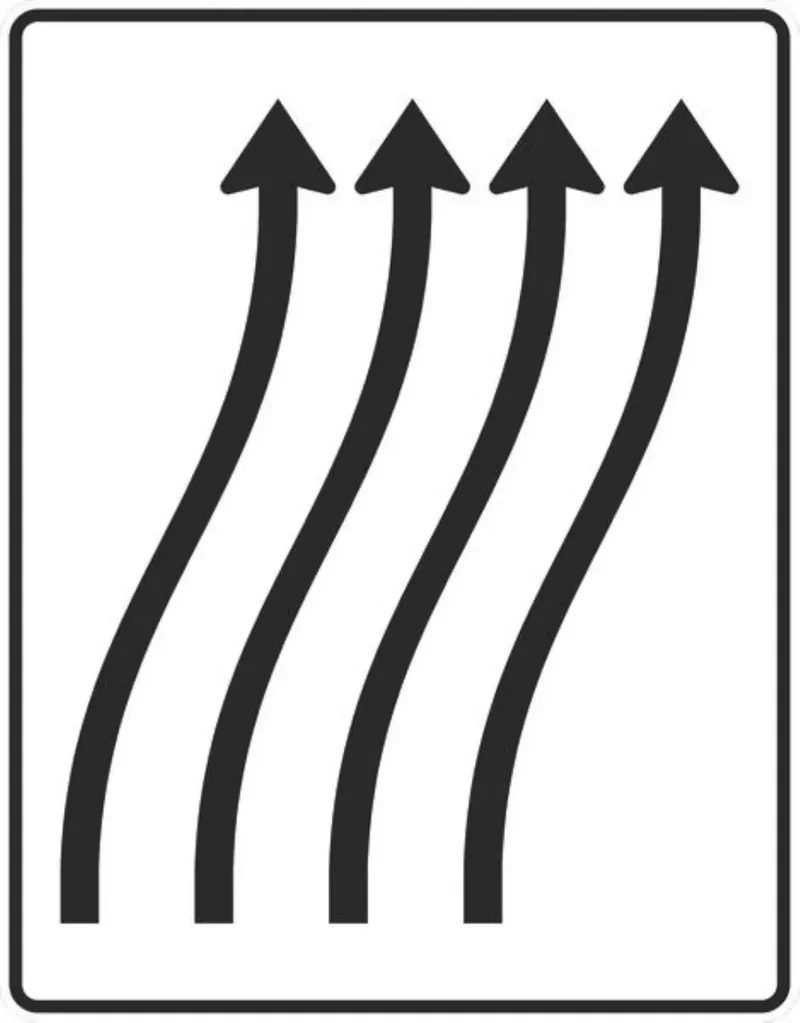 Verkehrszeichen VZ511-23 Verschwenkungstafel ohne Gegenverkehr 4-streifig nach rechts