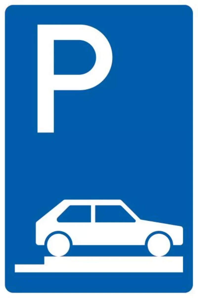 Verkehrszeichen VZ315-85 Parken auf Gehwegen ganz quer zur Fahrtrichtung rechts