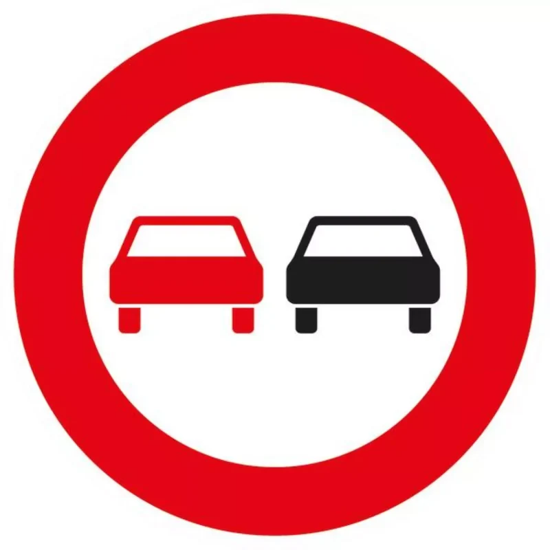 Verkehrszeichen VZ276 Überholverbot für Kraftfahrzeuge aller Art