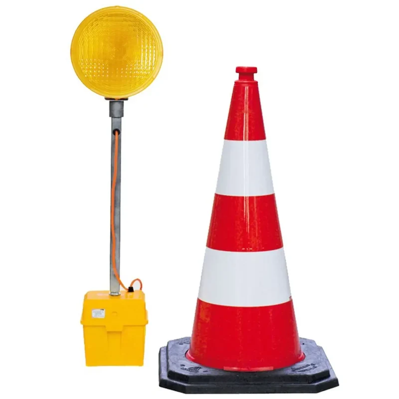 Leitkegelleuchte 200-340 LED, 1- und 2seitig gelb, 6-12 Volt