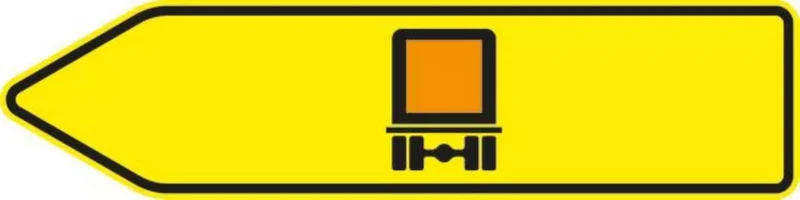 Verkehrszeichen VZ421-11 Pfeilwegweiser für kennzeichnungspflichtige Fahrzeuge mit gefährlichen Gütern, linksweisend
