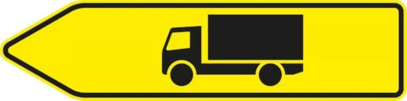 Verkehrszeichen VZ421-10 Pfeilwegweiser für KFZ mit einer zulässigen Gesamtmasse über 3,5 t linksweisend