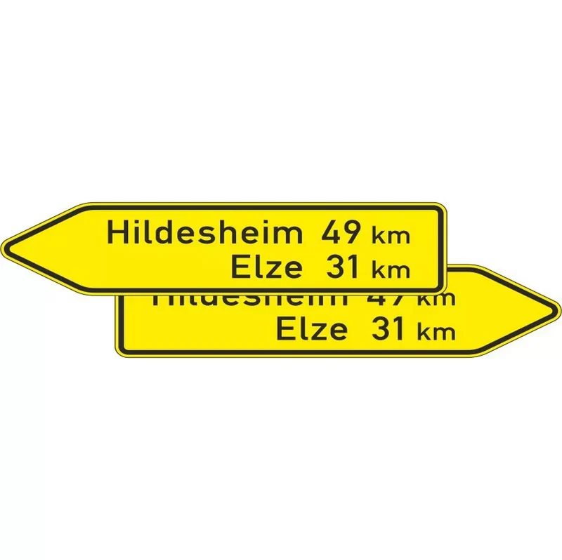 Verkehrszeichen VZ418-40 Pfeilwegweiser auf sonstigen Straßen, doppelseitig