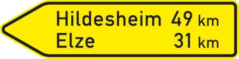 Verkehrszeichen VZ418-10 Pfeilwegweiser auf sonstigen Straßen, linksweisend