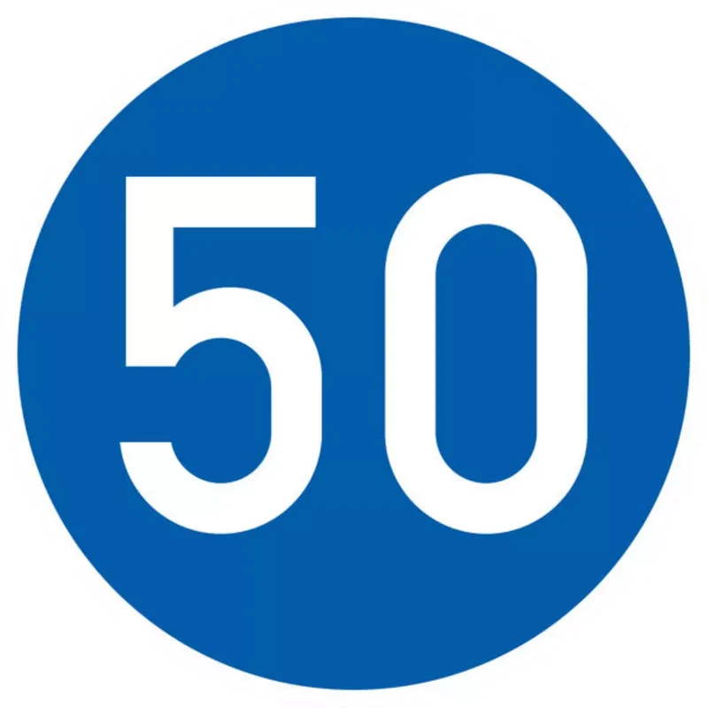 Verkehrszeichen VZ275-50 Vorgeschriebene Mindestgeschwindigkeit 50 km/h