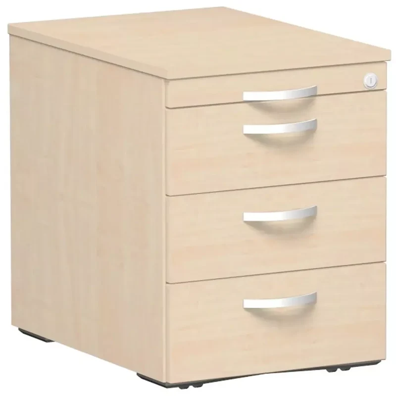 Rollcontainer, BxTxH 438x600x565 mm, 1 Utensilienschub, 3 Schubladen, Schloss, ahorn