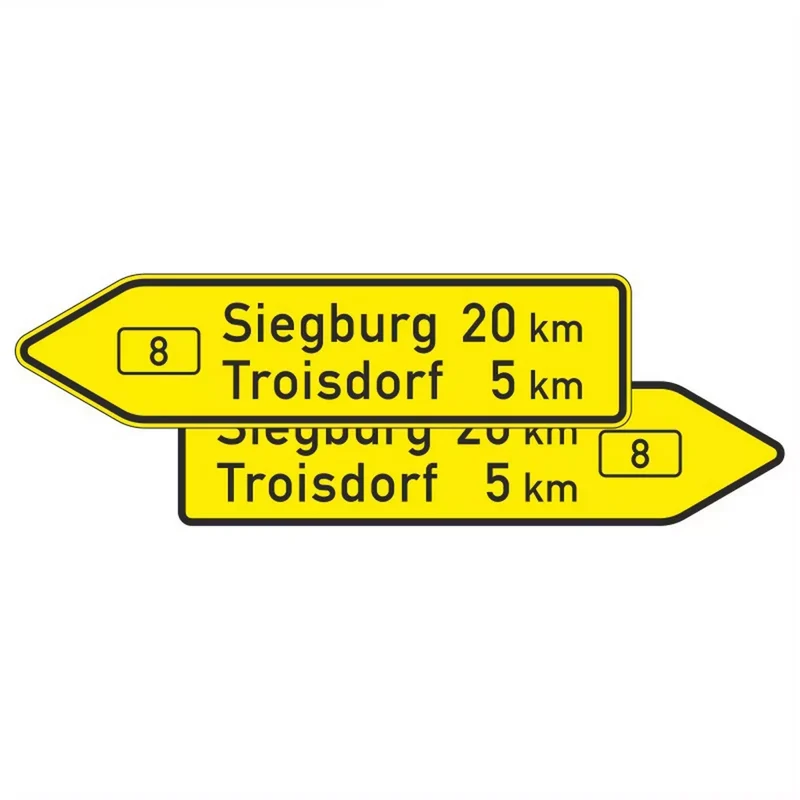 Verkehrszeichen VZ415-40 Pfeilwegweiser auf Bundesstraßen, doppelseitig