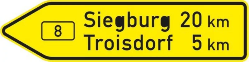 Verkehrszeichen VZ415-10 Pfeilwegweiser auf Bundesstraßen, linksweisend