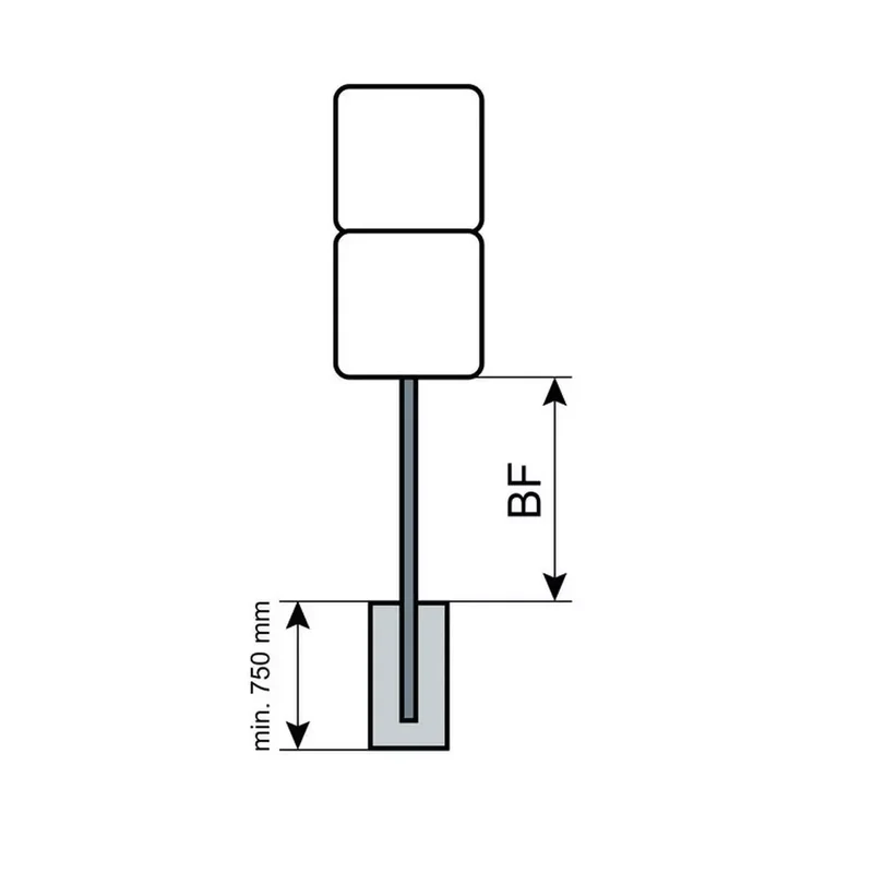 Rohrrahmen Rechteck für Schildmaß: 2x600x600, Standrohr ø 76,1/2,0 mm Verkehrszeichen ED 1
