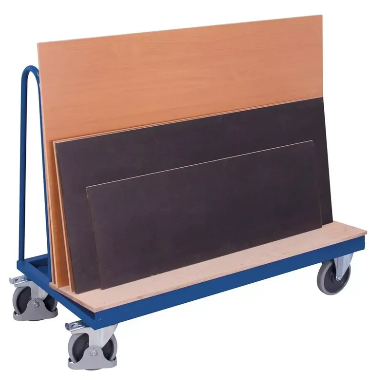 Plattenwagen, schräggestellteLadefläche LxB 1500x370 mm, Außenmaße LxBxH 1500x680x1200 mm, Traglast 500 kg