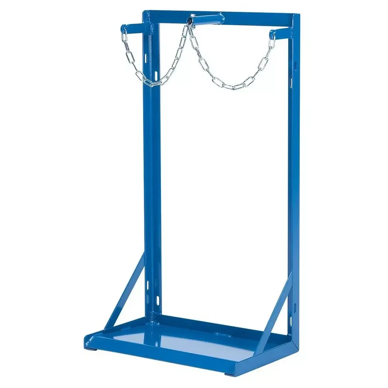 Gasflaschenständer, mit Bohrungen für Verbindung Wandbefestigung, Kettensicherung, BxTxH 550x350x1000 mm, für 2 Stahlfla