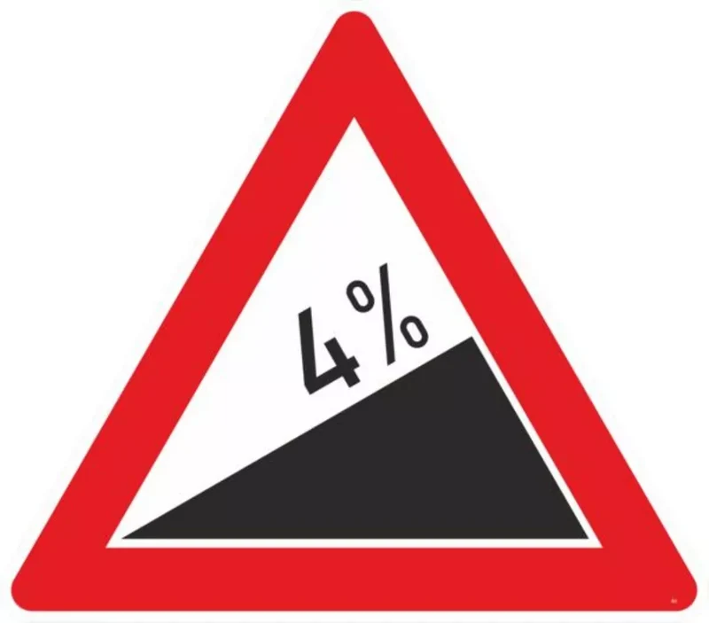 Verkehrszeichen VZ110-4 Steigung 4%