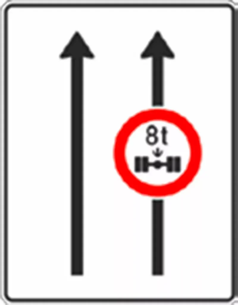 Verkehrszeichen VZ529-30 Fahrstreifentafel ohne Gegenverkehr mit integriertem Z. 265, 2-streifig in Fahrtrichtung