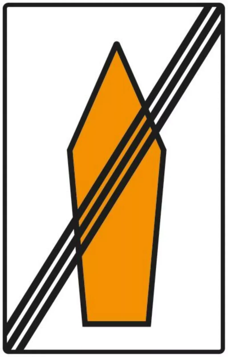 Verkehrszeichen VZ467.2 Umlenkungspfeil Ende (Ende einer Streckenempfehlung)