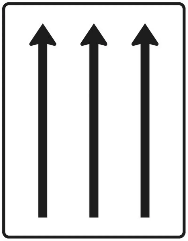 Verkehrszeichen VZ521-31 Fahrstreifentafel – ohne Gegenverkehr – dreistreifig in Fahrtrichtung