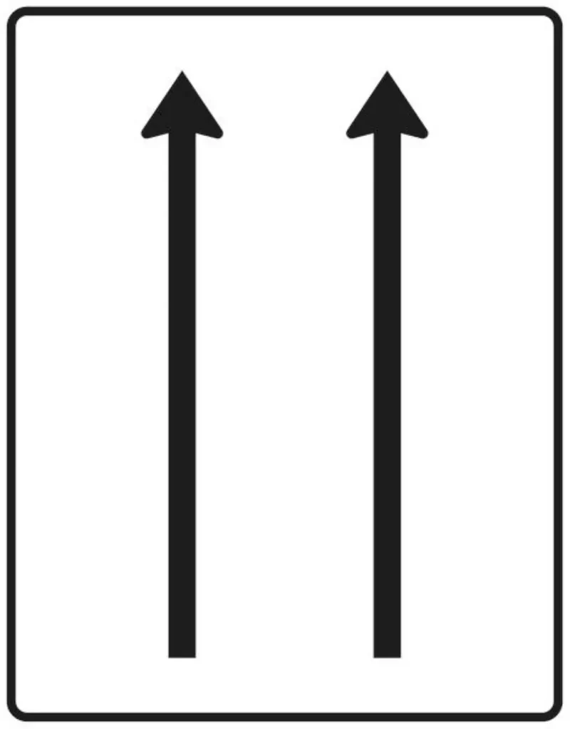 Verkehrszeichen VZ521-30 Fahrstreifentafel – ohne Gegenverkehr – zweistreifig in Fahrtrichtung
