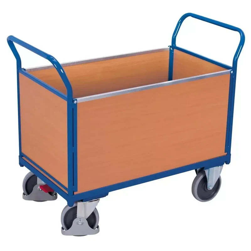 Vierwandwagen mit Holzwänden,Ladefläche LxB 850x500 mm, Außenmaße LxBxH 1040x500x975 mm, Traglast 400 kg