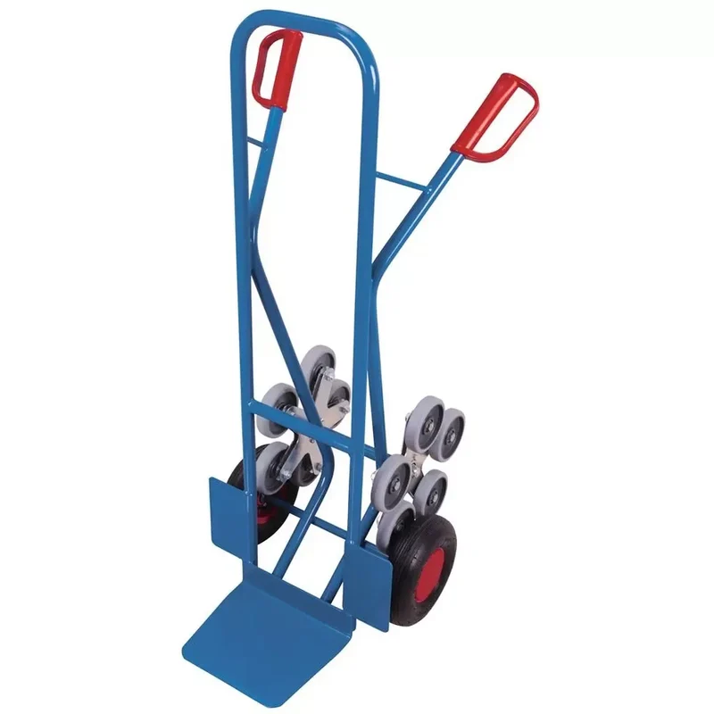 Treppenkarre, Schaufel-BxT 300x250 mm, BxTxH 570x531x1310 mm, Traglast 200 kg, 2 Räder Luftbereifung + 2 fünfarmige Rads