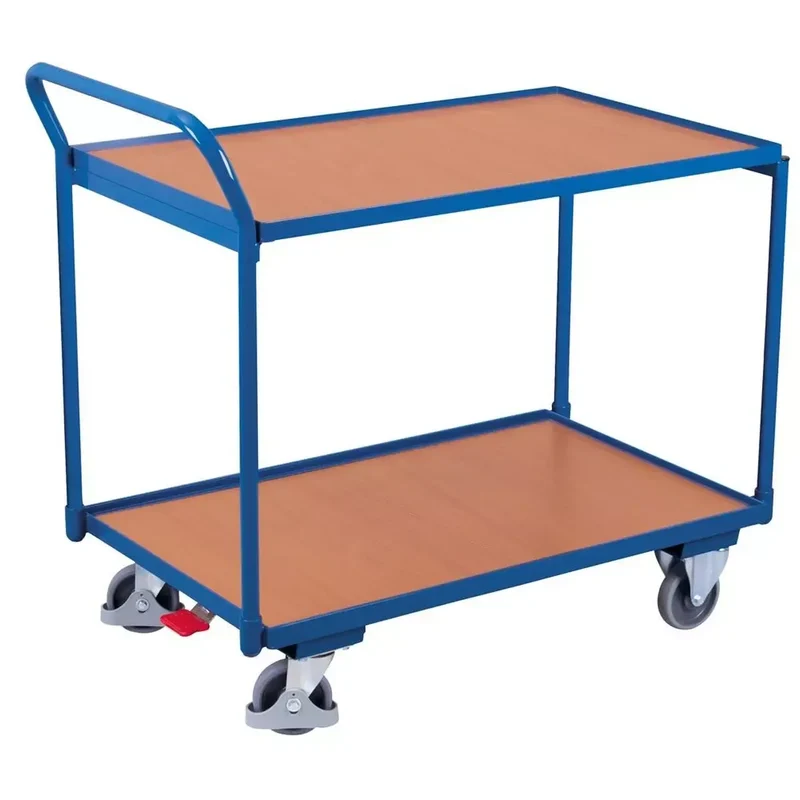 Tischwagen, senkrechter Schiebebügel, 2 Ladeflächen LxB 835x490 mm, Außenmaße LxBxH 975x525x1010 mm, Traglast 250 kg