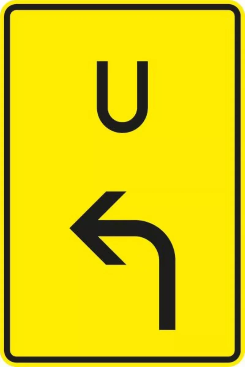 Verkehrszeichen VZ455.1-10 Ankündigung oder Fortsetzung der Umleitung, Vorankündigung links