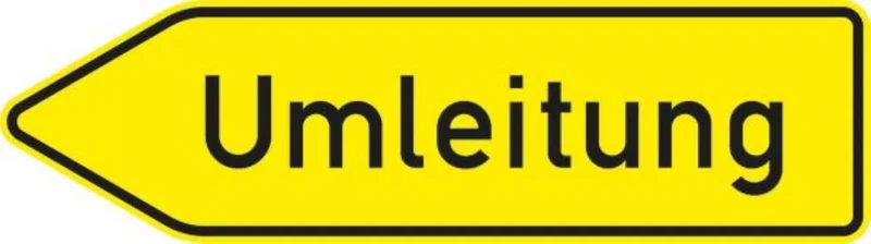 Verkehrszeichen VZ454-10 Umleitungswegweiser, linksweisend