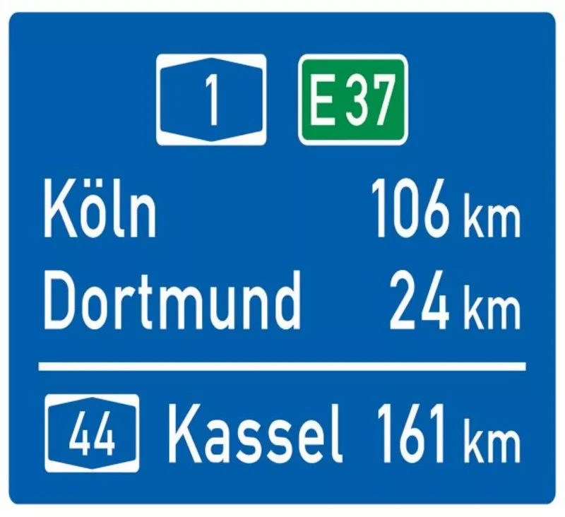 Verkehrszeichen VZ453 Entfernungstafel