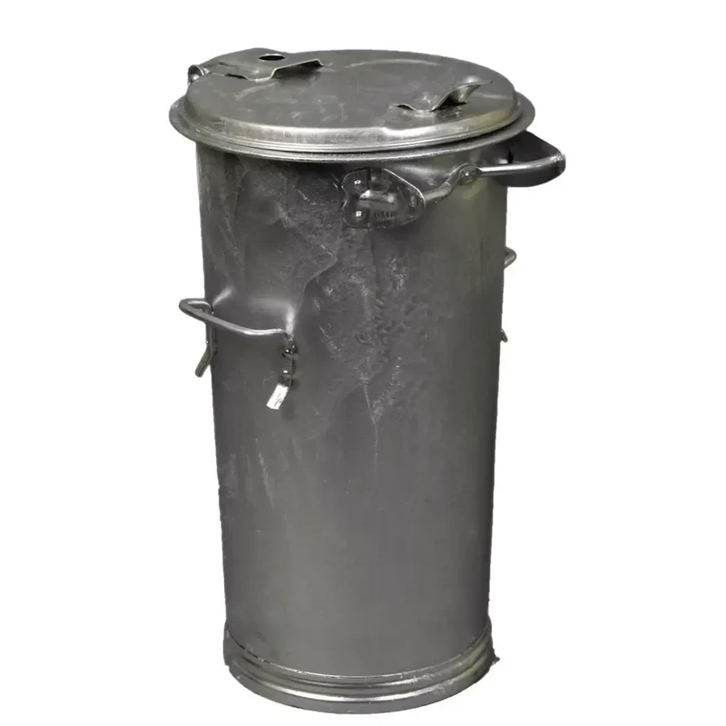 System-Mülleimer ohne Verschlussbügel, Scharnierdeckel, Vol. 50 l, Durchm.xH 387x700 mm, feuerverzinkt