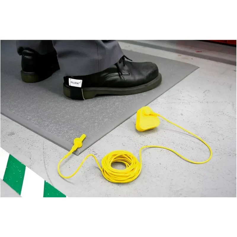 ESD Anti-Ermüdungsmatte, 10 mmDruckknopf-Anschluss, Farbe grau, 0,9 mx1,5 m Kit, Mattenware