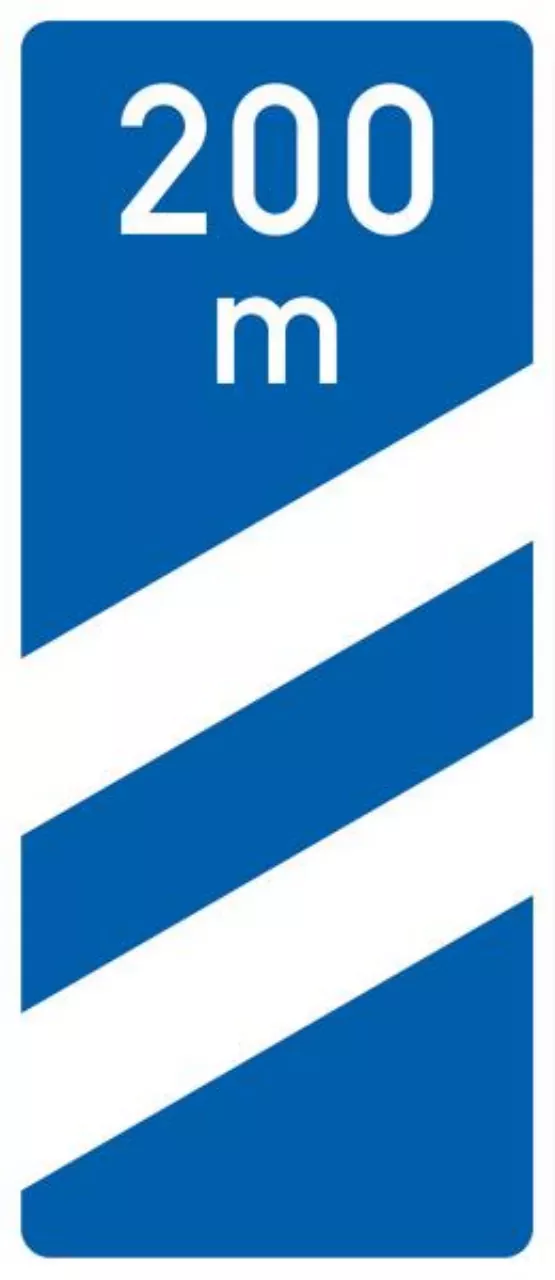 Verkehrszeichen VZ450-51 Ankündigungsbake zweistreifig (200m)