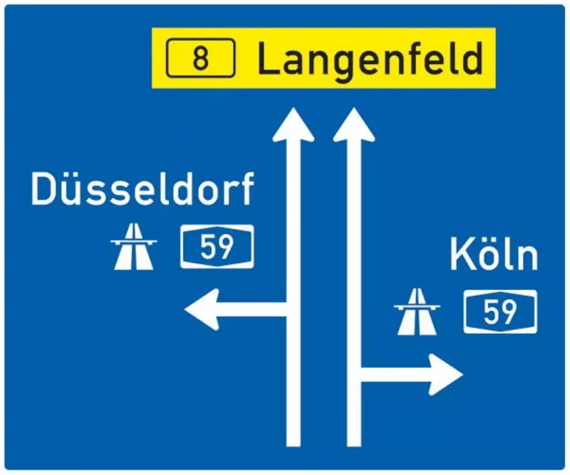 Verkehrszeichen VZ441 Gegliederter Vorwegweiser zur Autobahn