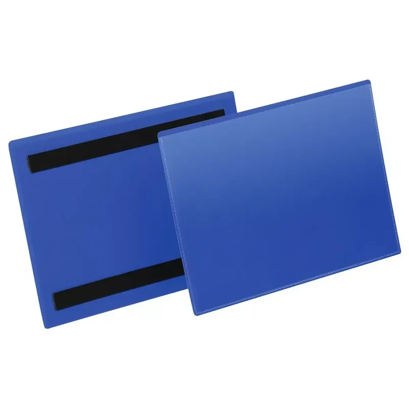 Magnetische Kennzeichnungstasche A5 quer BxH 210x148 mm, mit zwei rückseitigen Magnetstreifen, VE 50 Stück, dunkelblau