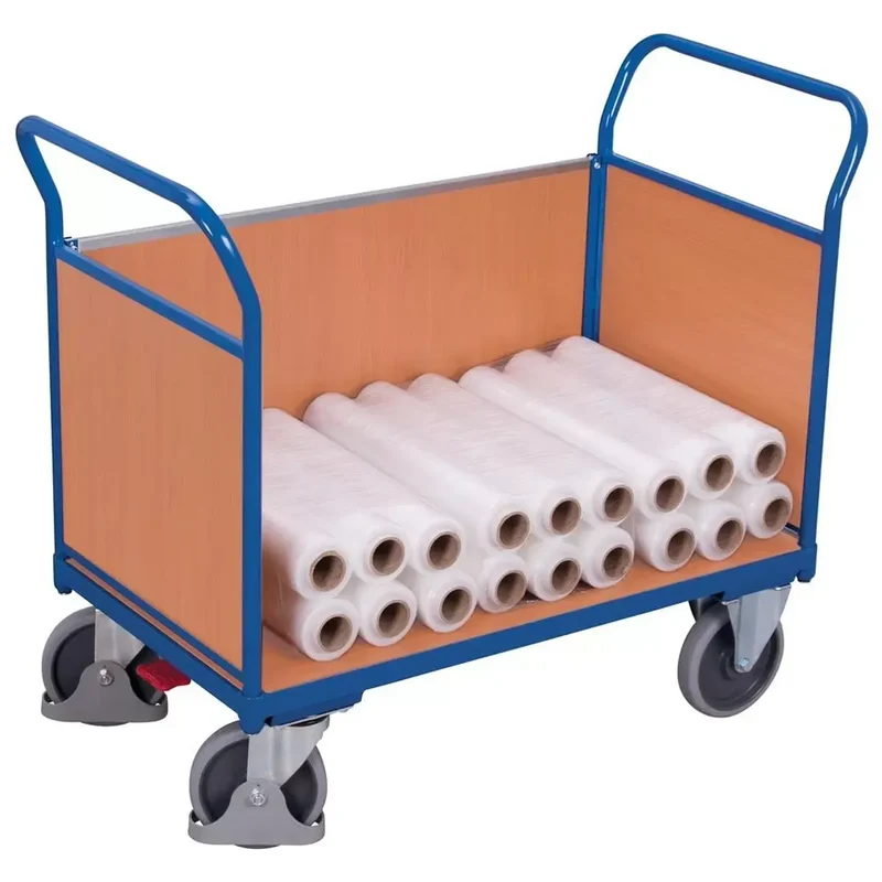 Dreiwandwagen mit Holzwänden,Ladefläche LxB 850x500 mm, Außenmaße LxBxH 1040x500x975 mm, Traglast 400 kg