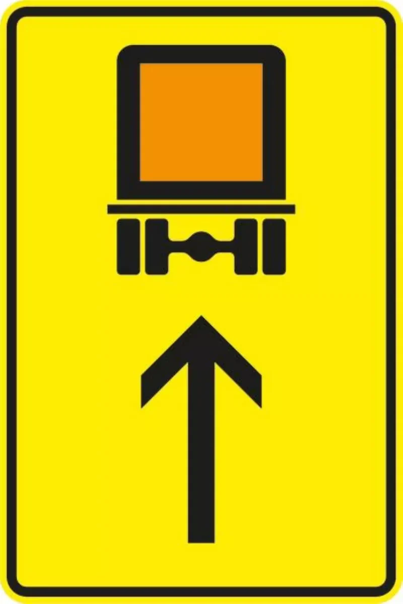 Verkehrszeichen VZ422-32 Wegweiser für kennzeichnungspflichtige Fahrzeuge mit gefährlichen Gütern, geradeaus