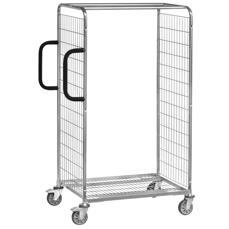 Kommissionierwagen, 2 Gitterwände, ohne Böden, Ladefläche LxB 850x610 mm, Außenmaße LxBxH1091x690x1625 mm, Traglast 300