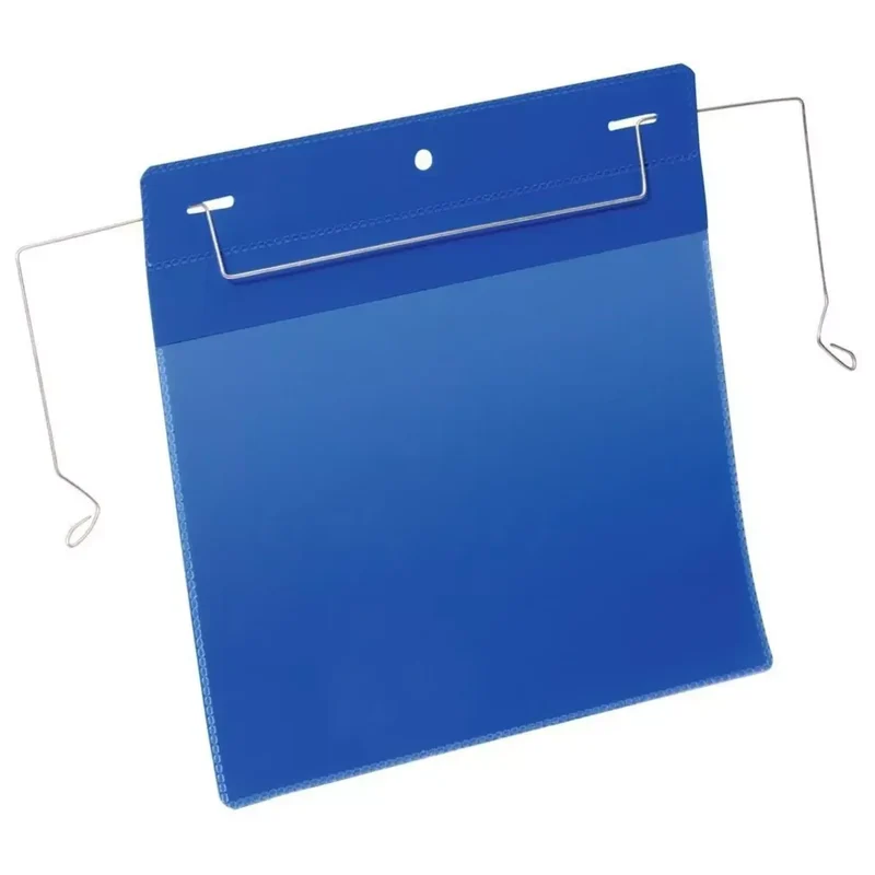 Drahtbügeltasche A5 quer, BxH 210x148 mm, mit verzinktem, flexibler Draht zur leichten und sicheren Fixierung, VE 50 Stück, dunkelblau
