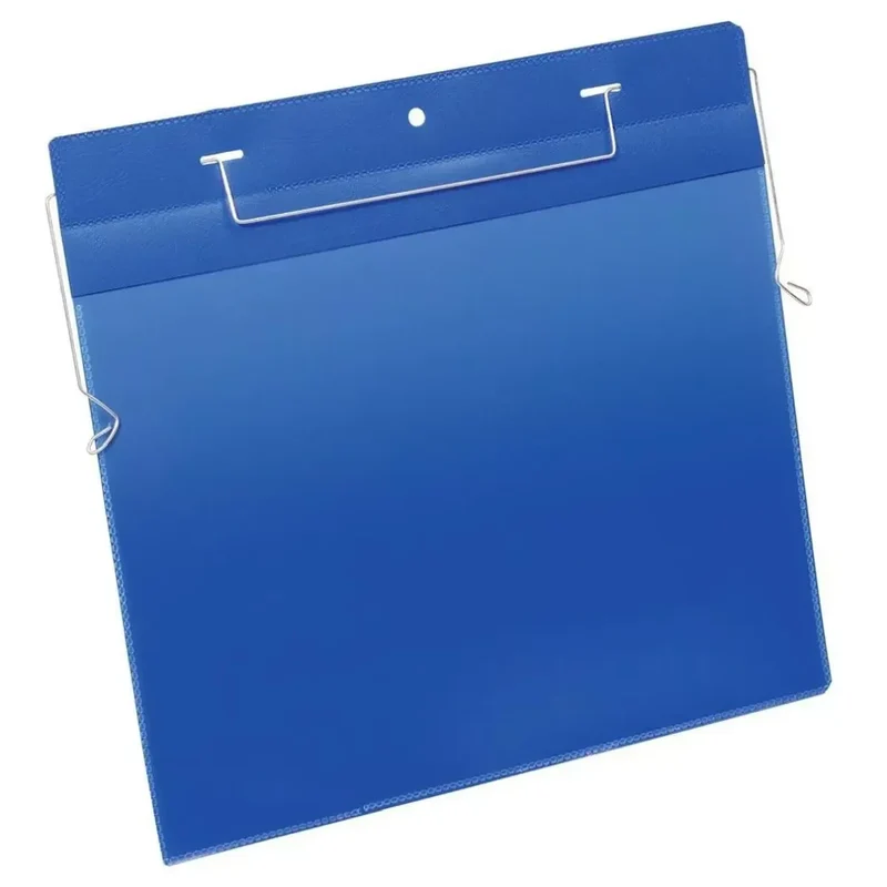 Drahtbügeltasche A4 quer, BxH 297x210 mm, mit verzinktem, flexibler Draht zur leichten und sicheren Fixierung, VE 50 Stück, dunkelblau