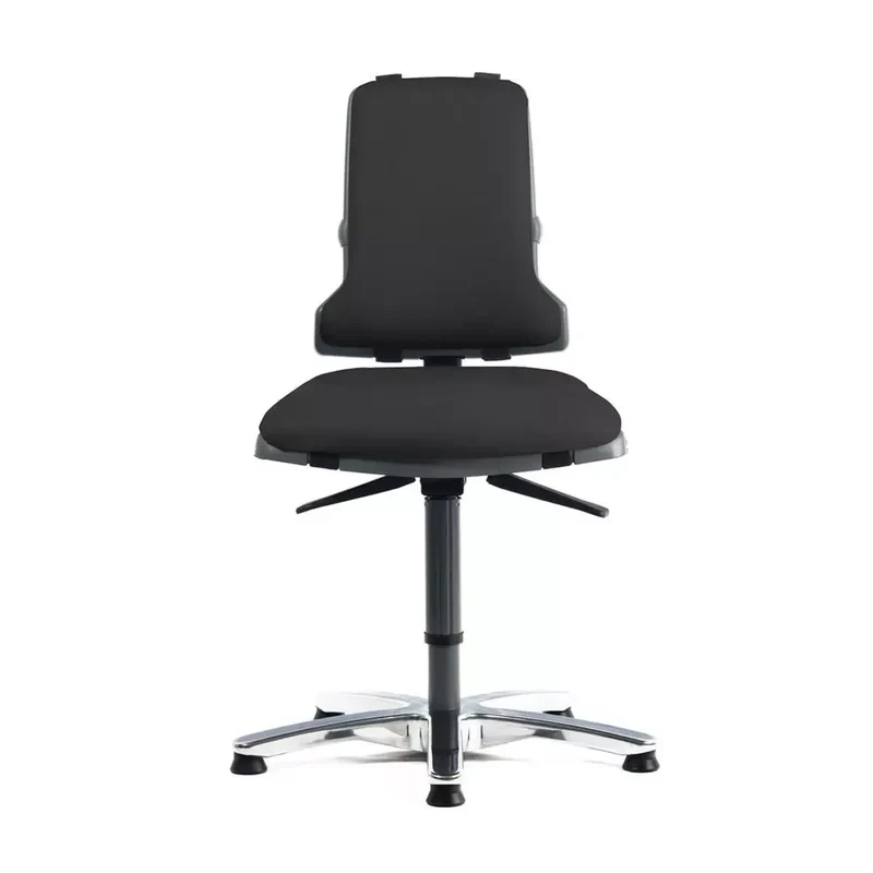 Schwerlaststuhl bis 160 kg Belastung, inkl. Rollen + Gleiter, Sitz Höhenverstllung 450 - 640 mm, Kunstleder schwarz