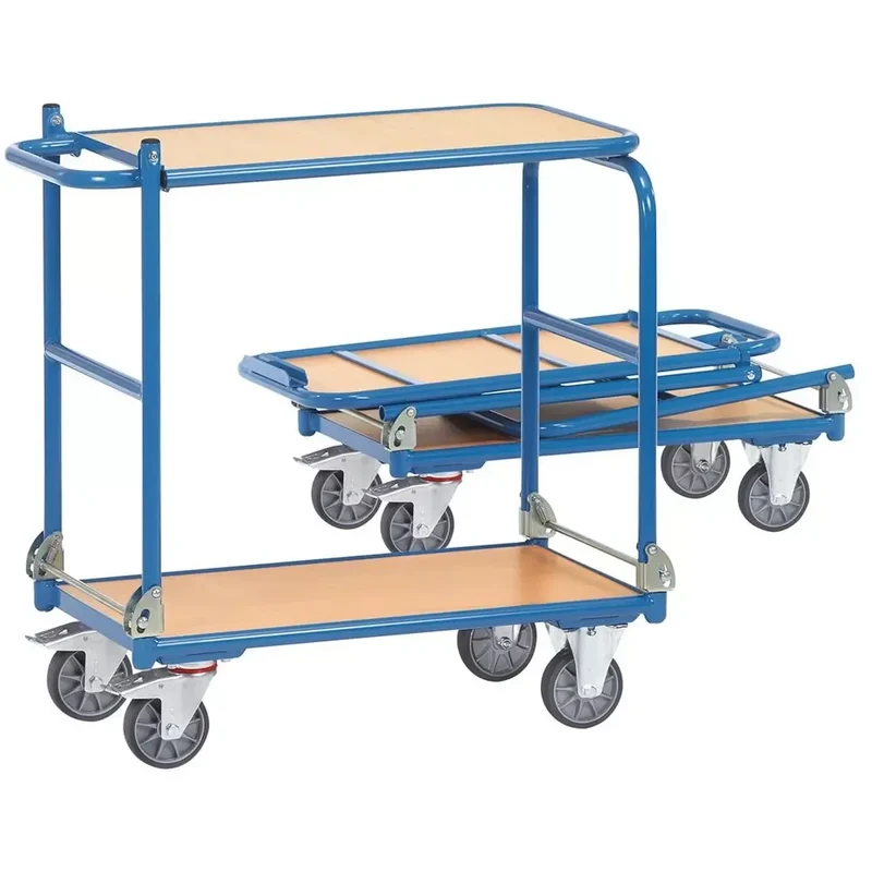 Klappwagen, 2 Ladeflächen LxB720x450 mm, Außenmaße LxBxH 900x470x900 mm, Traglast 250 kg,RAL 5007 brillantblau