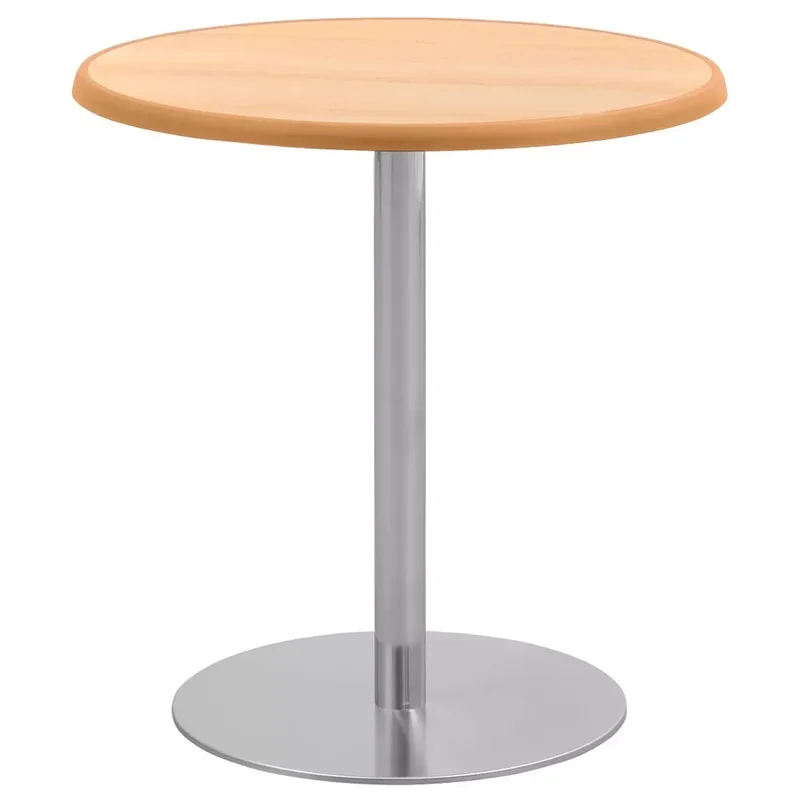 Bistrotisch, Durchm.xH 700x740mm, Stahlrohrsäule mit schwerem Tellerfuß verchromt, Tischplatte melaminharzbesch. buche-