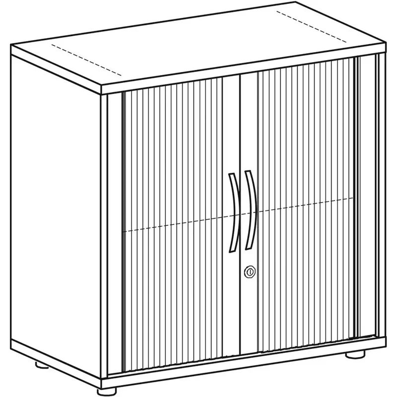 Beistell-Rollladenschrank, BxTxH 800x425x798 mm, 2 OH, 1 Boden, Schloss, Justierfüße, buche