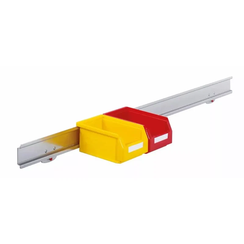 Aufhängeschiene für 9 Lagersichtkästen Größe 7, Länge 990 mm, ähnlich RAL 9006 aluminium
