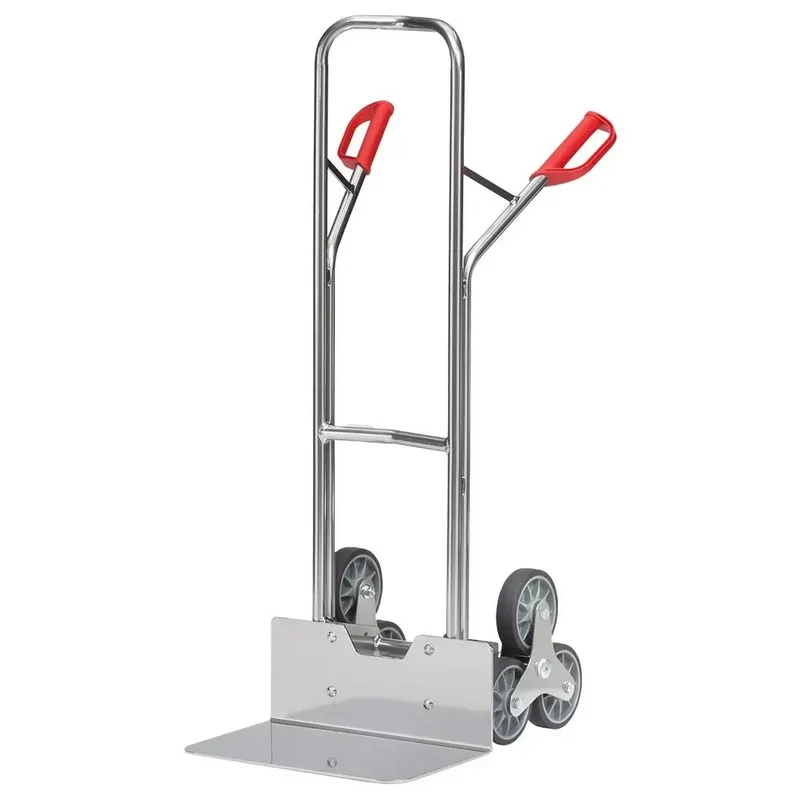 Alu-Treppenkarre, Schaufel-BxT480x300 mm, HxB 1300x590 mm, Traglast 200 kg, 2 dreiarmigeRadsterne Vollgummibereifung