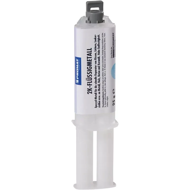 2K-Epoxyd-Flüssigmetall, Inhalt 25 g, temperaturbeständig bis +120 Grad C, Zwillingsspritze, Doppelspritze