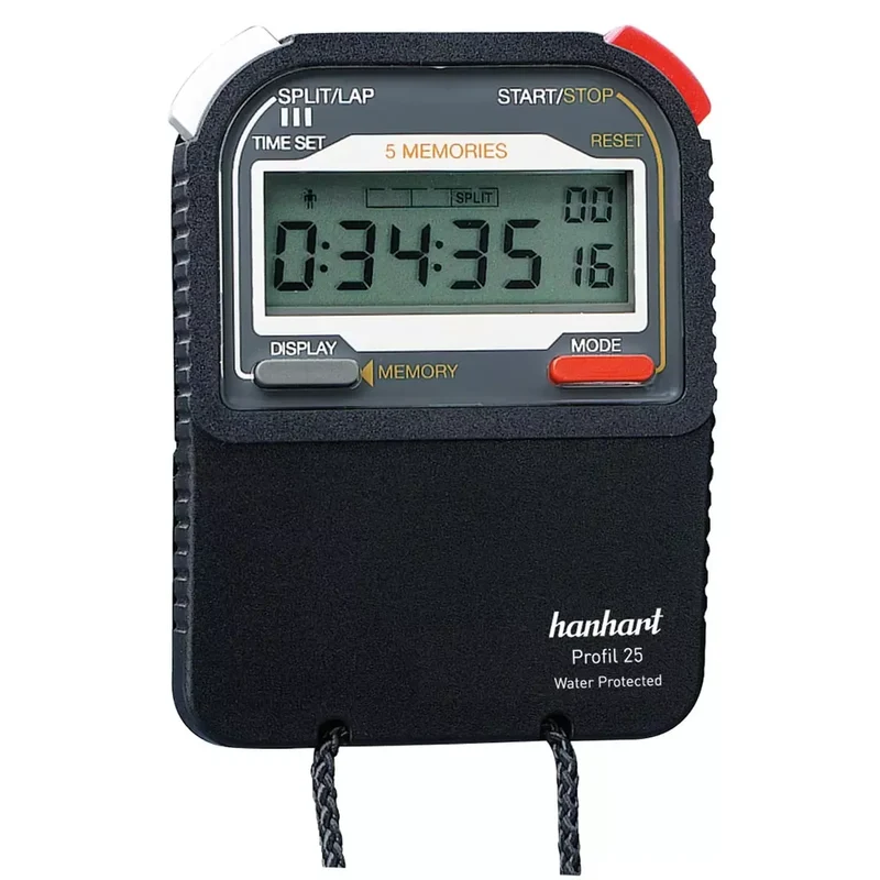 Stoppuhr, Profil 25, Messbereich 1/100 s, Digitalanzeige, mit Batterien