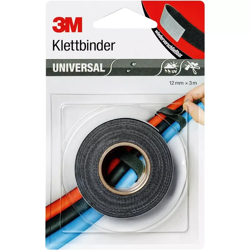 KlettverbinderSJ3000 12mmx3m Universal Rolle schwarz/grau