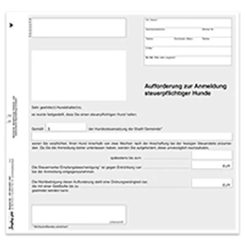 Aufforderung zur Hundeanmeldung, 2/3 DIN A4 2-fach