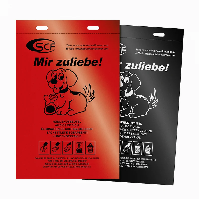 Hundekotbeutel rot o schwarz, Br. 250 x L. 320 mm, Dicke 15µ, geblockt